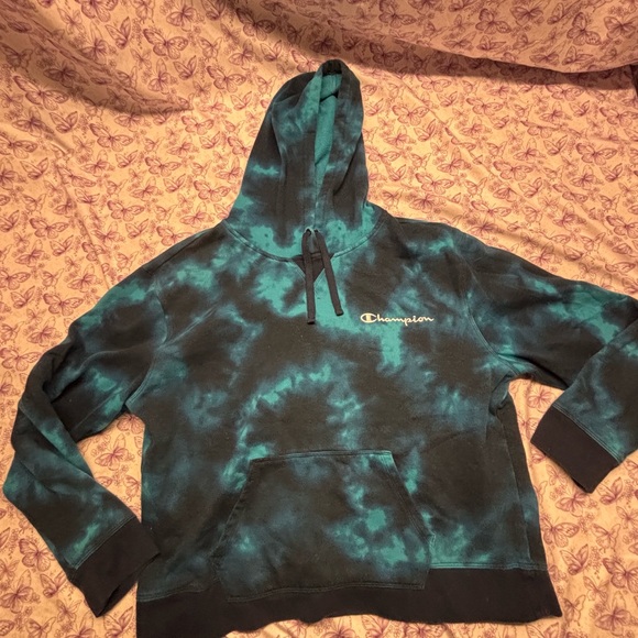 Champion Tops - 🕸️Champion Blue and Black Tie-Dye Hoodie